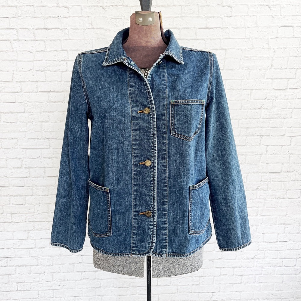 OshKosh Chore Coat Medium Dark Wash fitted Denim Jean Jacket Women’s Medium